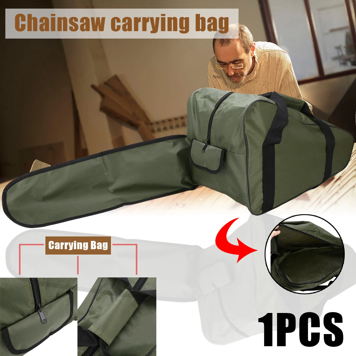

High Quality 20'' Chainsaw Carrying Bag Box Protective Holdall Holder Case Green Chain Saw Engine Carrying Bag Mayitr