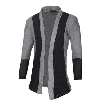 

Men Color Splice Front Open Knitted Sweater Cardigan Male Casual Long Sleeve Knitwear Coat Outwear Jacket Tops