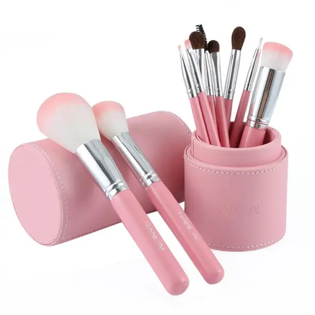 Professional 10pcs Pink Makeup Brushes Set Soft Foundation Powder