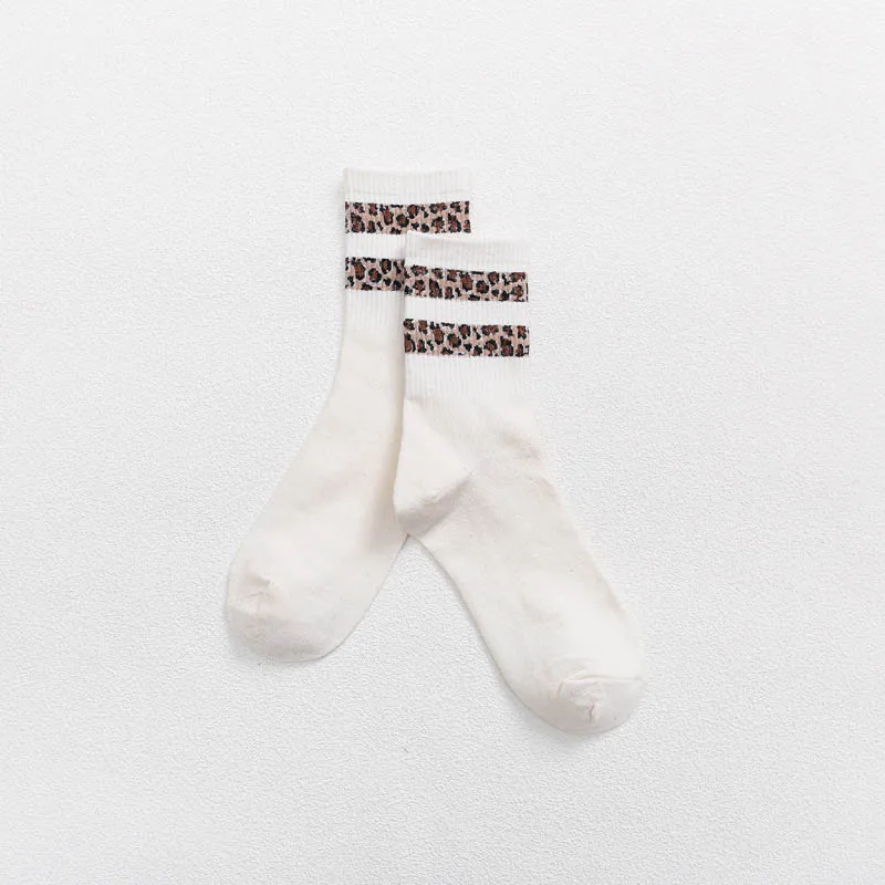 1 пара популярных эластичных удобных носков, регулируемые повседневные уникальные хлопковые красивые мягкие теплые носки с леопардовым принтом, свободный размер