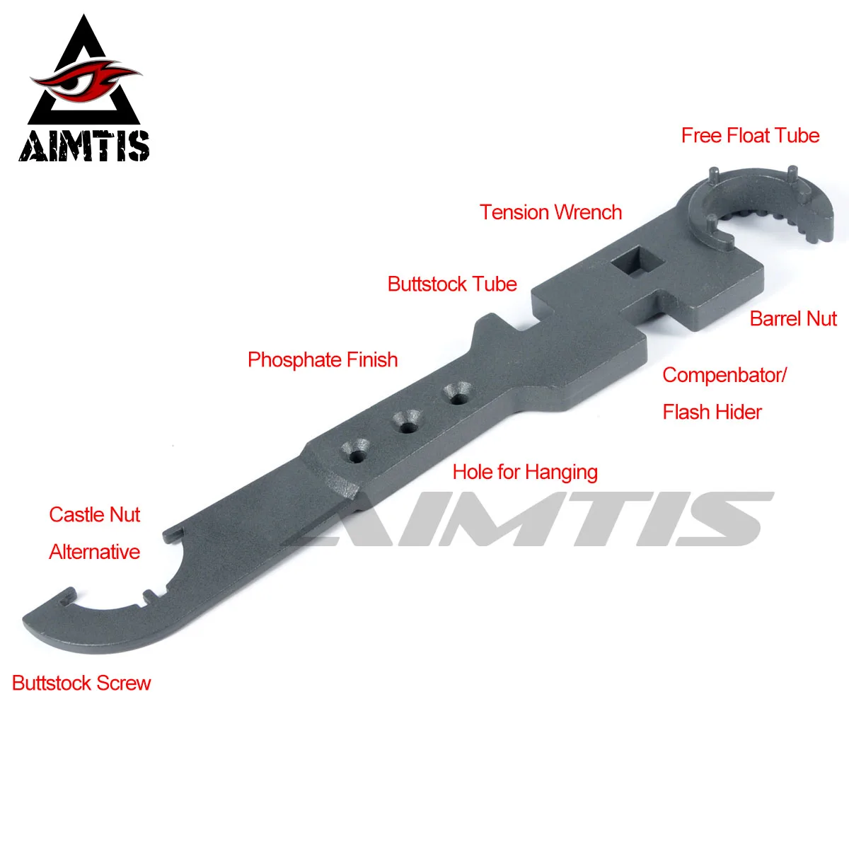 

AIMTIS AR15 Combo Wrench Tool includes Castle Nut Wrench Barrel Nut Wrench Buttstock Tube Tool Muzzle Brake Flash Hider Handguar