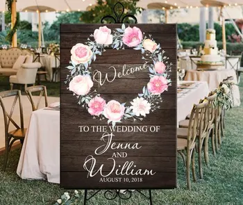

Custom Rustic Wedding Welcome Sign Floral Welcome Sign Romantic Wedding Decoration Supplies Personalized Any Text