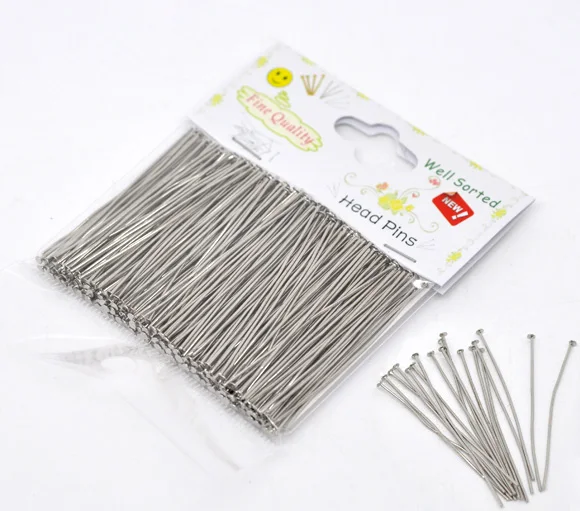 

Lovely 300pcs Well Sorted Silver Tone Head Pins 5cm(2") (B13051)