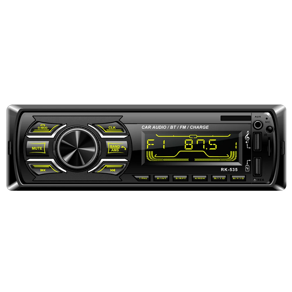 

One Din Car Radio Fm Dc 12V Fixed Panel Car Audio Mp3 Wma Player Bluetooth Two Usb Charger Sd Aux Swc Remote 7388 Ic 535