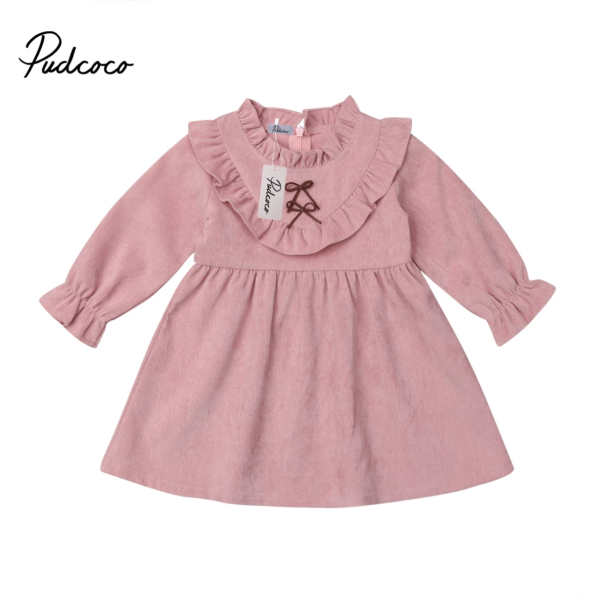 Casual Baby Dress Kids Girls Dress Party Dress Long Sleeve Ruffled ...