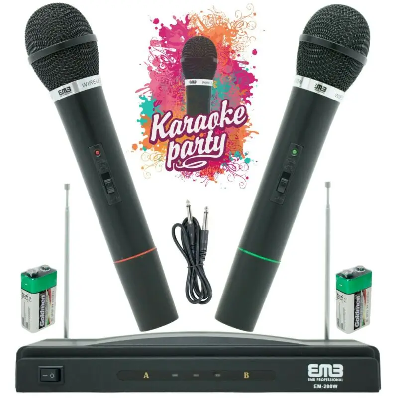 

Wireless Microphone Dual Handheld 2 x Mic Cordless Receiver for Church / Karaoke