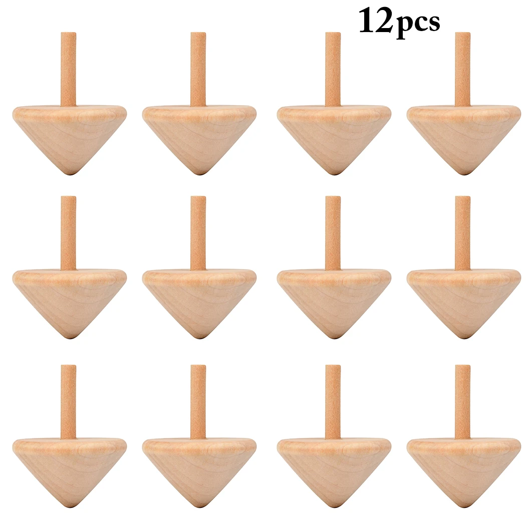 

12PCS Spinning Top Creative Natural Spin Top Spinning Toy Wooden Toy for Kids