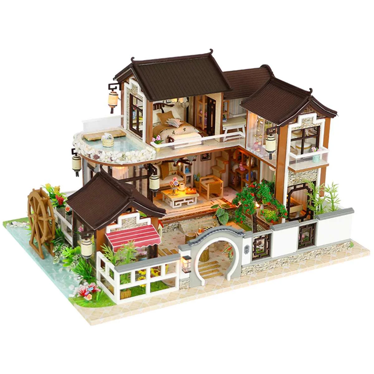 

Luxury Villa DIY Doll House Kits Girls Baby Dollhouse Handmade Furniture Kit Model Building Kits Wooden Toys For Children Gifts