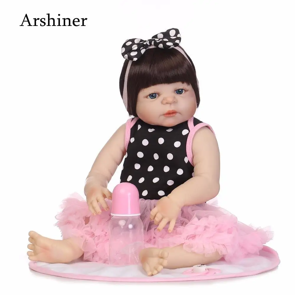 NPK 19 дюймов 46 см Reborn Can Bath Bebe Babies куклы для полного тела силиконовые Baby Girl forChildren