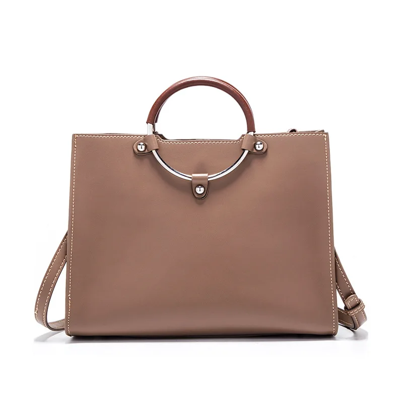 

Solid Color Large Capacity Tote Bag 2018 Autumn Winter New Cow Leather Handbags Korean Version Wild Single Shoulder Diagonal Bag