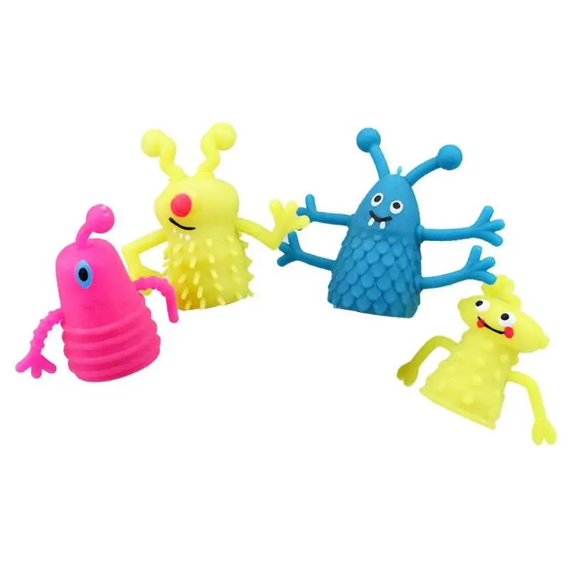 

4pcs Novelty TPR Plastic Cute Expression Children Kids Finger Puppets Toy Cute Cartoon Animal Doll Kids Toys