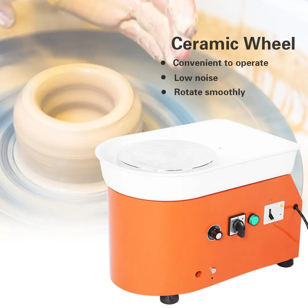 

250W Orange Pottery Wheel Machine Ceramic Throwing Shaping Tool Manual Speed Control Turntable DIY Clay Tool