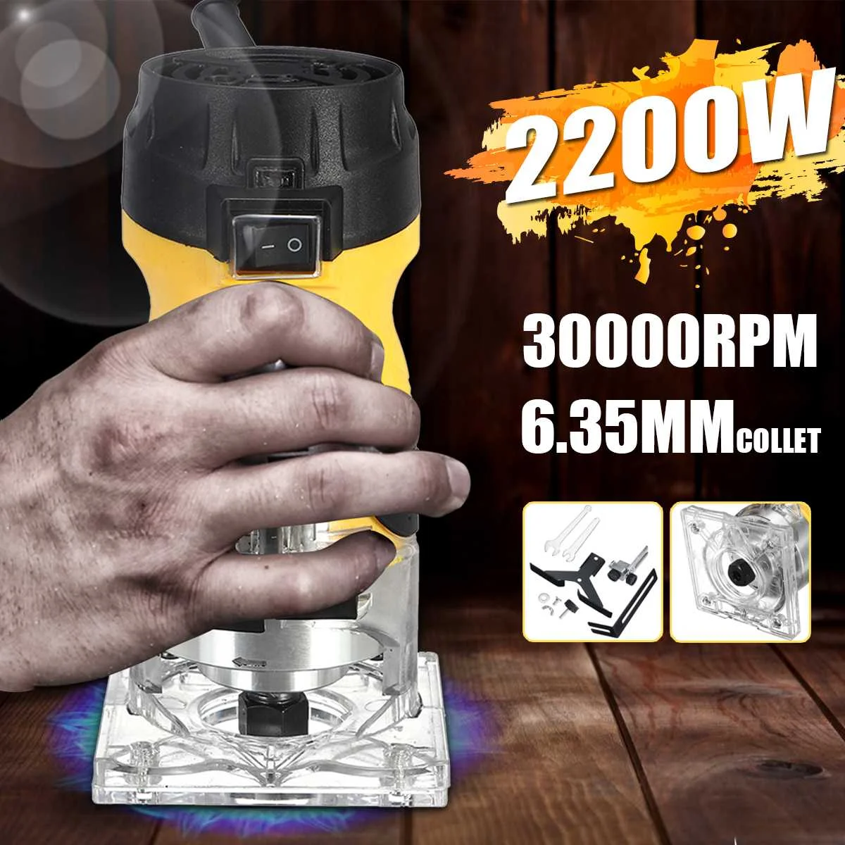 

2200W Electric Hand Trimmer Wood Router 35mm Wood Laminator Router Palms Joiners Woodworking Trimming Machine Cutting Power Tool