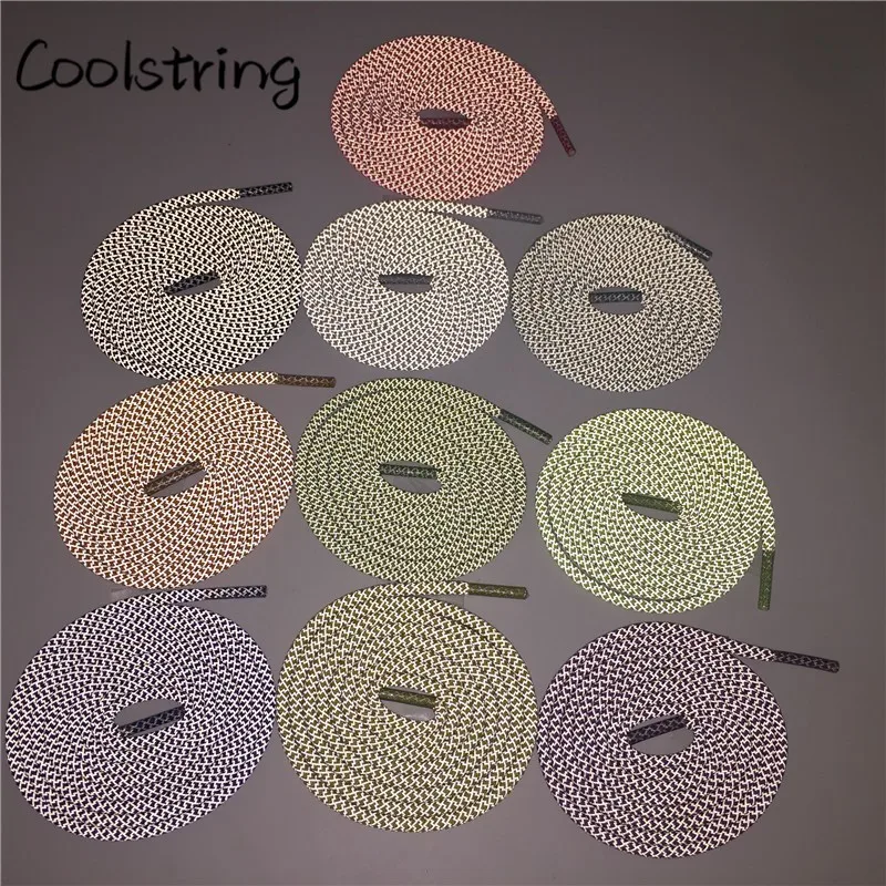 Coolstring Safty 3M Reflective Round Rope Shoe Laces Sports Night Walk Running Shoestrings For Boots 350 750 Basketball Shoelace