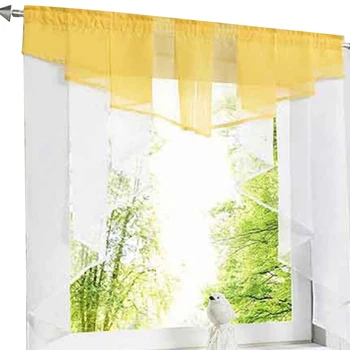 

Fashion 1pcs Tulle Curtain Pleated Design Stitching Colors Tulle Balcony Kitchen Window Curtain Home Textile Deorations