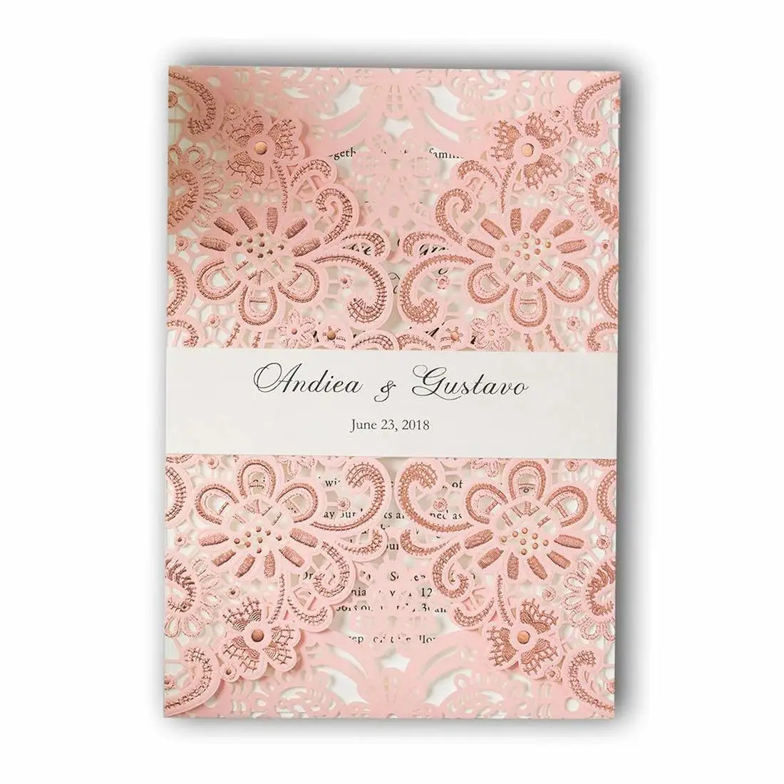  5 x 7inch 25Pcs Blush Pink Laser Cut Floral Wedding Invitations Blank Birthday Party Invitation Car - 32989525070