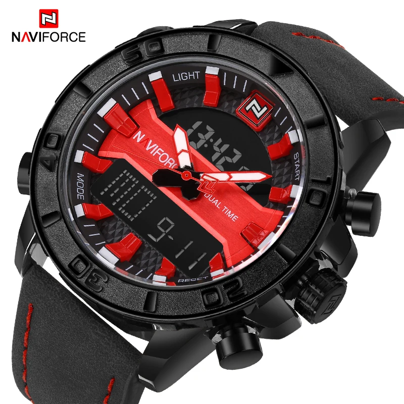 

NAVIFORCE Luxury Brand Men Analog Digital Leather Sports Watches Men's Army Military Quartz Wrist Watch Clock Relogio Masculino