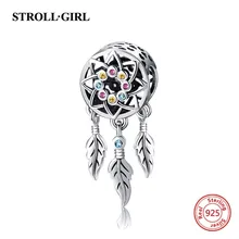Hot sale 925 sterling silver charm Dream catcher colorful CZ bead fit authentic Pandora bracelet DIY jewelry Making for Gifts wostu high quality 925 sterling silver dream catcher colorful cz charm bracelet bangle for women luxury s925 jewelry gift fib809