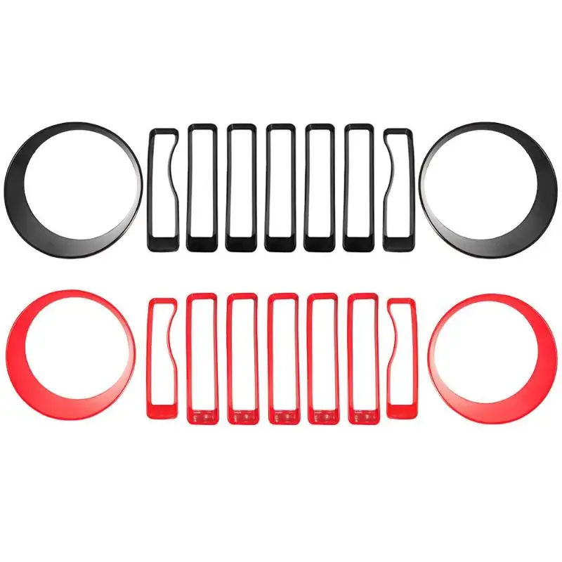 

2x Headlight Trim Covers+7x Front Grille Inserts for Jeep Wrangler JL 2018