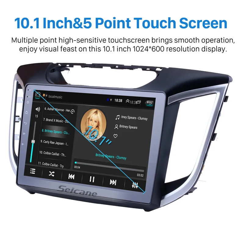 Seicane 2DIN 10," Android 8,1 для hyundai IX25 CRETA Автомагнитола gps Navi Стерео Плеер Поддержка TPMS SWC DVR 3g