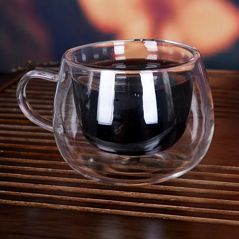 Высокая боросиликатная ручной двойной-палуба цветок сосуд теплоизоляция прозрачный чашка, кофейная чашка оригинальность пиво чашка сока
