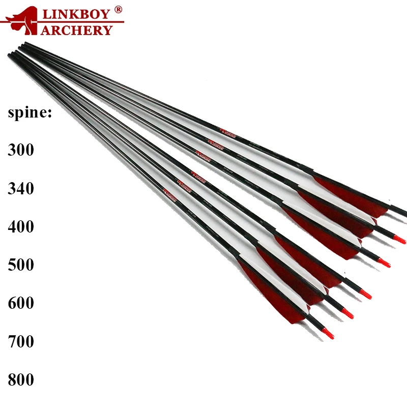 

Linkboy Archery 6pcs ID6.2mm Spine300-800 Arrow Carbon 5inch Turkey Feather Compound Bows Hunting Accessories Shooting