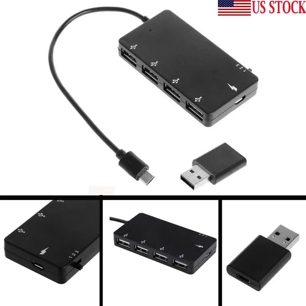 

4 Port Power Micro USB Host OTG Hub Power Charging Adapter for Android PC Tablet