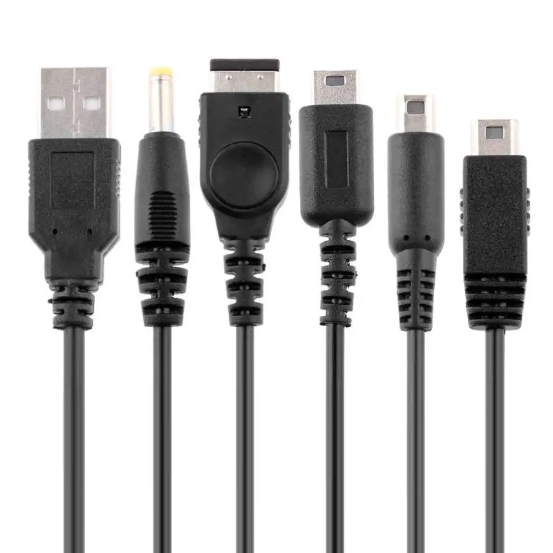 5 в 1 USB зарядное устройство кабель для зарядки 1,2 м Шнуры Провода для Kind NEW 3DS XL NDSLite NDSI LL WII U GBA psp