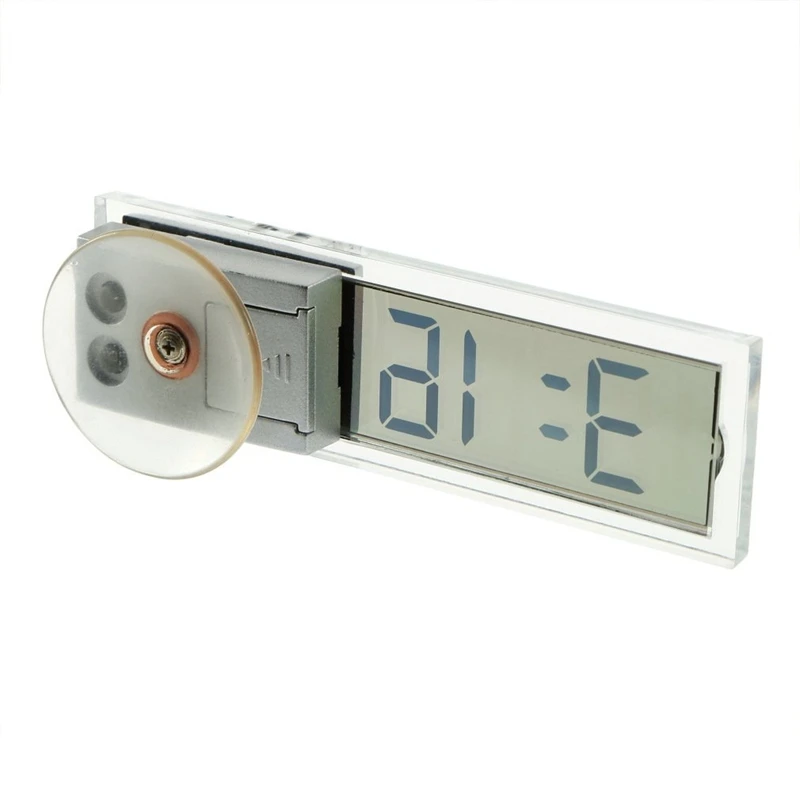 

Car Electronic Clock Mini Durable Transparent LCD Display Digital with Sucker