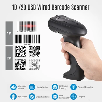 

Aibecy USB Wired Barcode Scanner Handheld 2D 1D Bar Code Scanner Reader 3m Shock-Resistance Compatible for POS System