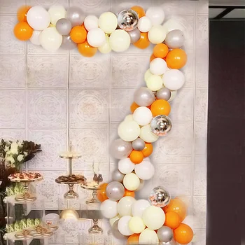 

1 Set Romantic 3D Balloon Chain Party Decoration Background Wall Party Wedding Layout White Yellow Silver Orange Well Matched