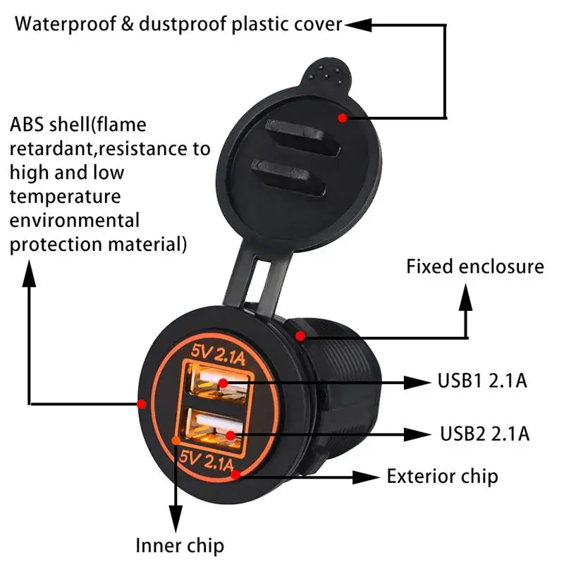 Автомобильное зарядное устройство с двумя USB портами адаптер питания 2 и