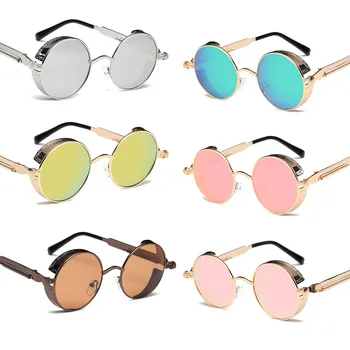 

Fashion Retro Steampunk Style Hiking Glasses Round Lens Metal Frame Vintage Eyeglasses Brand Design Male Glasses Driving