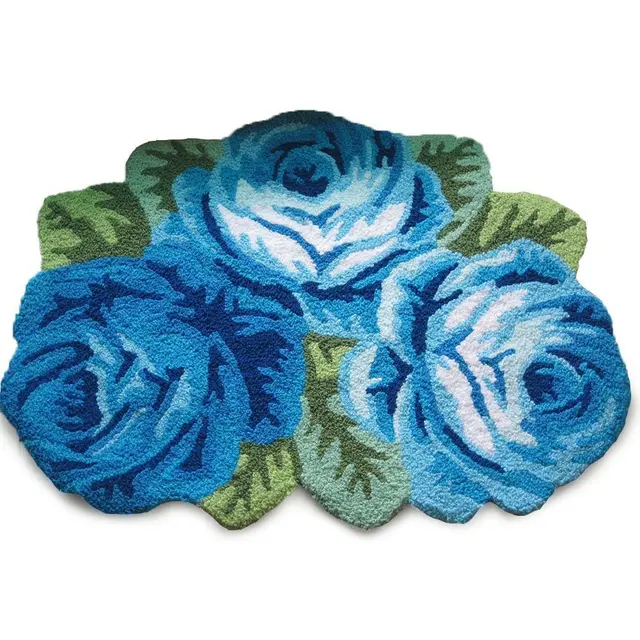 WINLIFE Romantic 3 Roses Rugs Antiskid Door Mat Flower Shaped Area Rugs