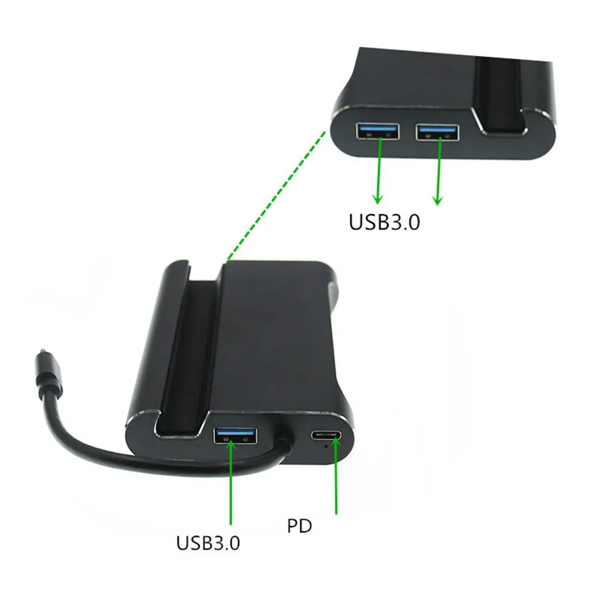 HOT-7In1 Usb C a 4 K Hdmi Vga Rj45 Ethernet Usb 3,1 puerto de tipo C adaptador de carga de Hub - 4