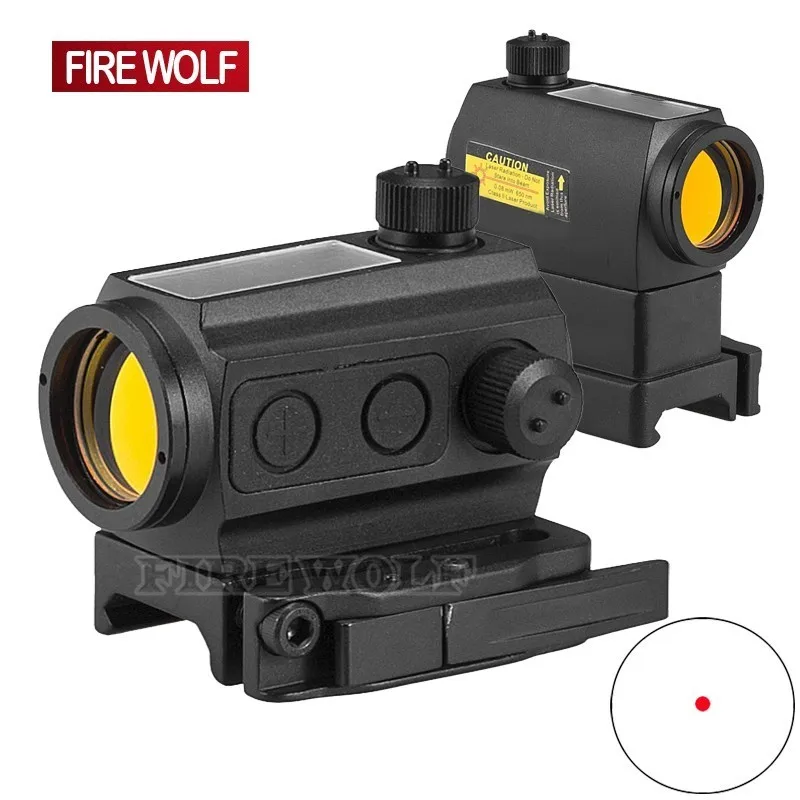 

FIRE WOLF Tactical Solar Power 1x Red Dot Sight Scope QD Picatinny Rail Mount Hunting Shooting