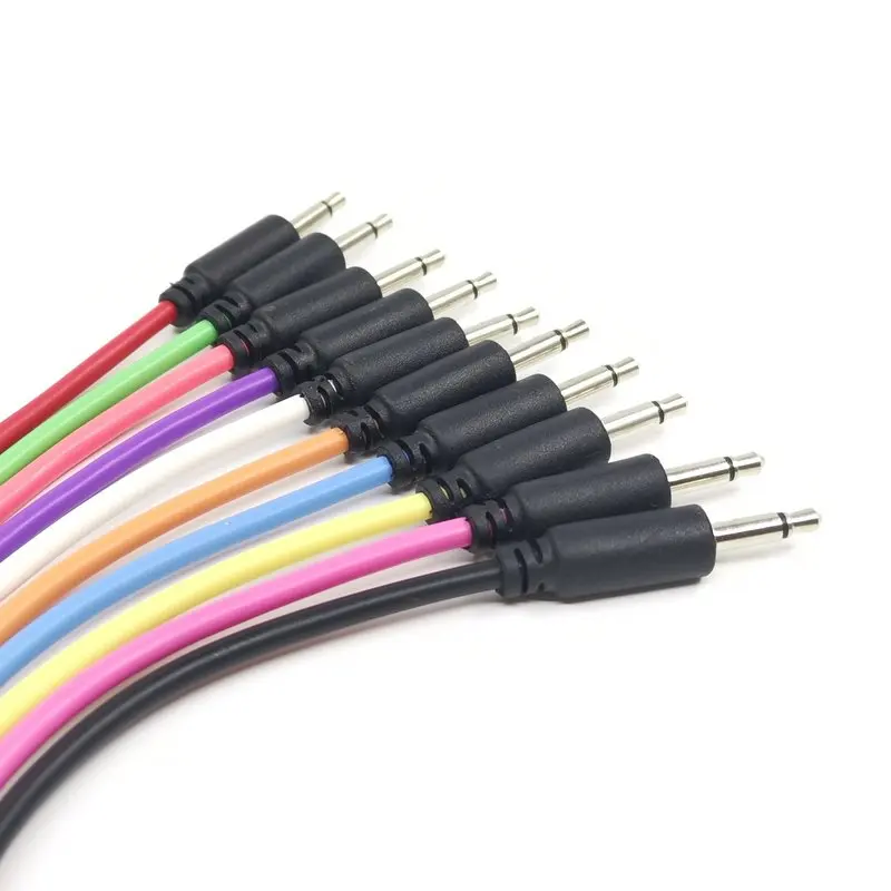 

Mono Modular Cables - Black Jack TS 3.5mm 1/8 inch - Patch Synth Synthesizer Eurorack - 10 Pack