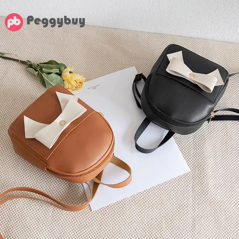 Маленькие рюкзаки с бантом ранец из искусственной кожи женские сумки на плечо