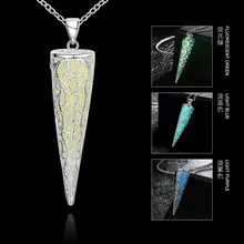 Светящийся камень флуоресцентная шестиугольная колонна ожерелье натуральный кристалл светящийся в темноте пуля камень подвеска кожаная ожерелье
