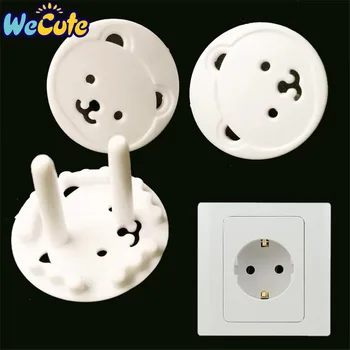 

Wecute 4PCS Baby Electrical Safety EU Power Socket Protective Cover Cap Cartoon Bear Two Phase Baby Care Security Product