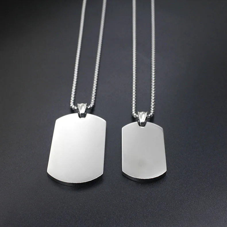 

New unique Mens Military Army Style 316L Blank Stainless Steel Dog Tags Chain Mens Pendant Necklace Jewelry Accessories 2 size