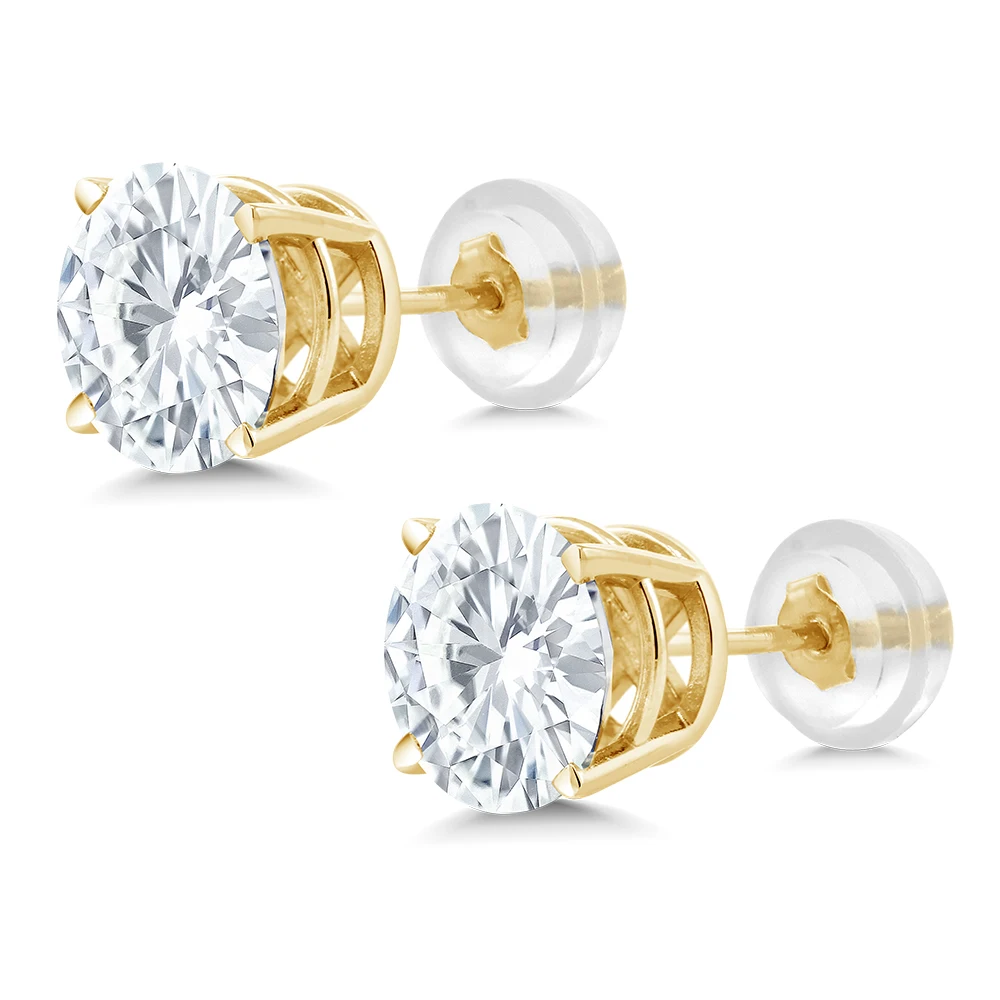 Круглые шпильки Charles & Colvard Forever One 2.00ct DEW из моиссанита 14 K желтое золото|studs|studs gold |
