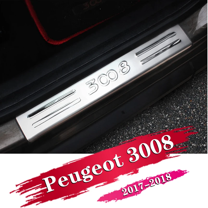 4 шт. для PEUGEOT 3008 II GT 2016 2017 2018 2019 авто аксессуары укладки волос порога Накладка