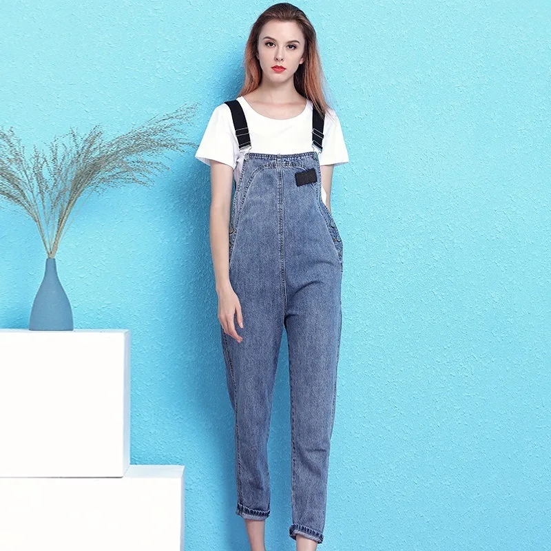 

Nordic winds style casual fashion ovrealls female 2019 spring new style age-reducing strap jeans women overalls NW19B6064
