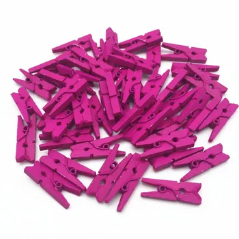 

100pcs 1" Fuchsia Pink Color Wood Mini Clothespins Clothes Pins Pegs Paperclips For Scrapbooiking Wedding Embellishments