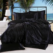 Solid color satin silk 3pcs 4pcs bedding set Home Textile King size bed set bedclothes duvet