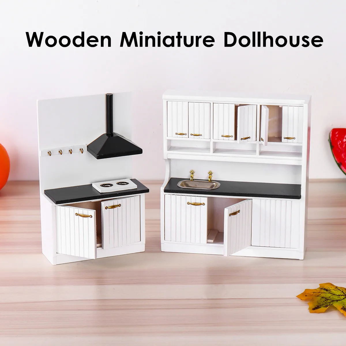 خمر البسيطة التعليم اللعب لعب الاطفال الأطفال هدايا 2 مجموعات 1:12 دمية أثاث مصغر خزانة مطبخ خشبية مجموعة منضدة