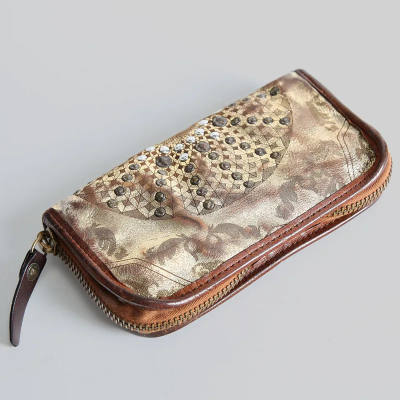 

Cow Skin Women's Wallet 2019 New Long Style Lady Purse Coin Pocket Handmade Genuine Leather Zipper Wallet Multiple Card Holder