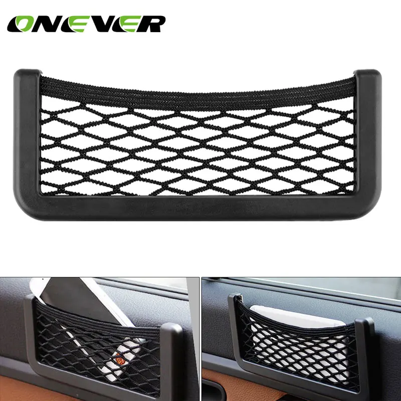 

Onever Universal Small Car Seat Side Back Storage Net Bag String Bag Mesh Pocket Organizer Stick-on for wallet phone Net Bag