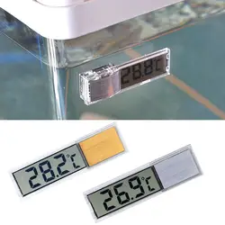Мини Размеры цвета: золотистый, серебристый пластик металла 3D цифровые электронные аквариумный термометр Fish Tank Temp метр Крытый Открытый